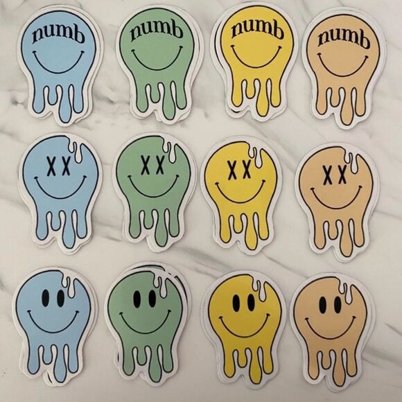 PACK of 12 Vinyl Glossing Sticker | Smiley Face | Emoji Sticker - Picture 2 of 2